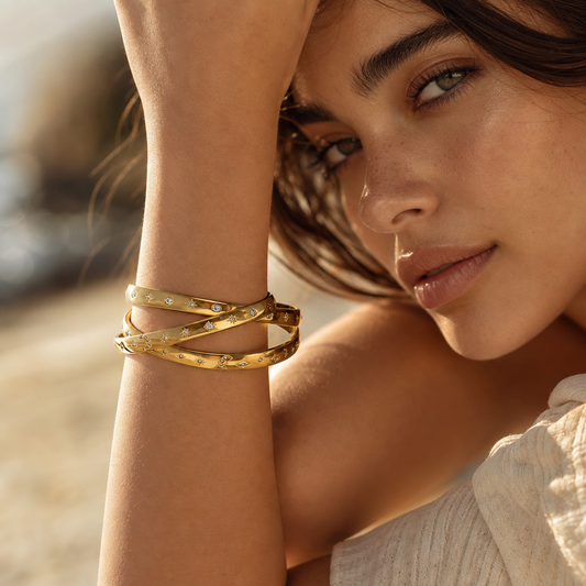 Strass-Armband — wasserfester 316L-Edelstahlschmuck, 18K PVD vergoldet